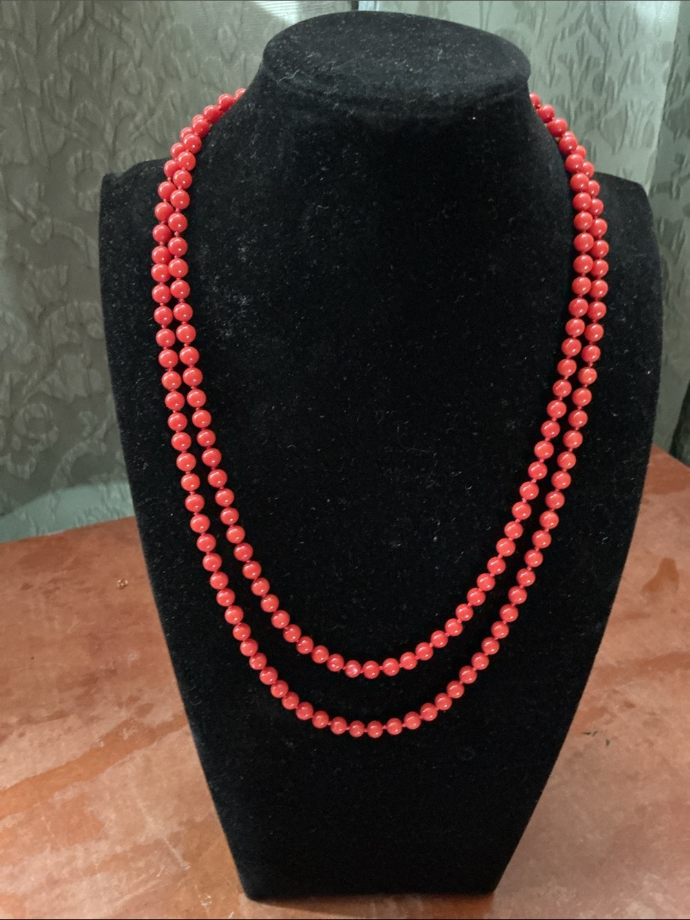 Elegant Vintage 36” Genuine Red Coral Necklace 14K Clasp Premium Coral Beads